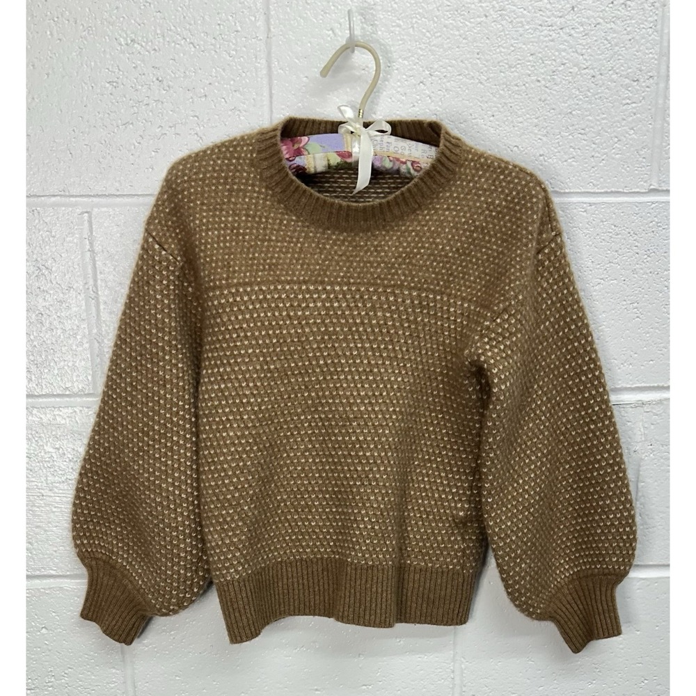 Summersalt Sweater Brown Luxe Mix Cashmere Wool Balloon Sleeve / Womens XS